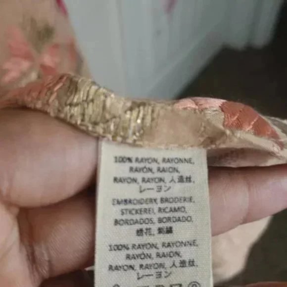 Free People Boho Embroidered Long Tunic Top Women Size 4 - Picture 8 of 9